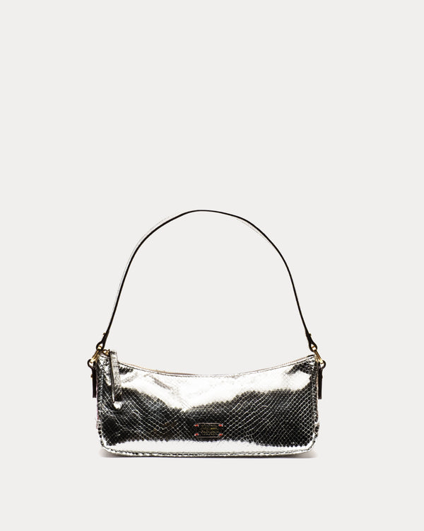 Mia Metallic Snake Leather - Silver