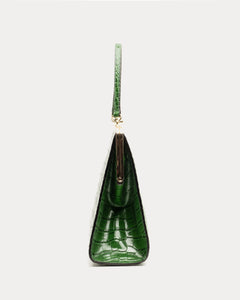 Jackie Frame Bag Croc Embossed Leather Green - Frances Valentine