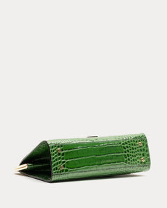 Jackie Frame Bag Croc Embossed Leather Green - Frances Valentine