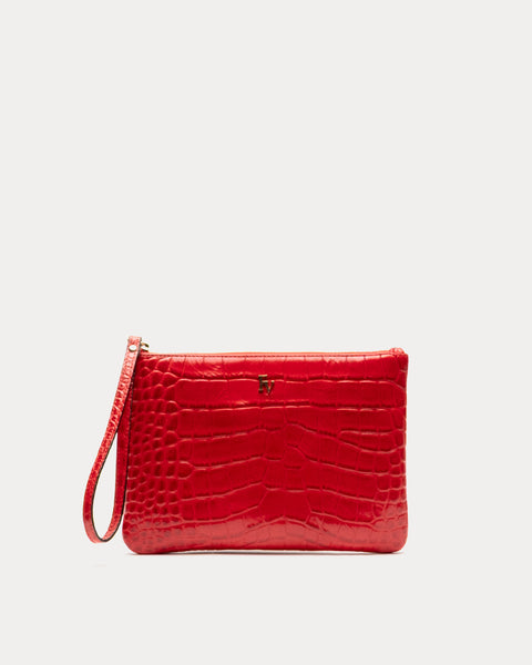 Embossed Croc Wristlet - Red – Frances Valentine