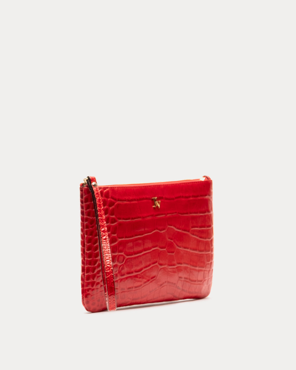 Embossed Croc Wristlet - Red