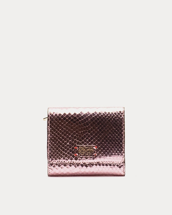 Perfect Wallet Metallic Snake Leather - Pink