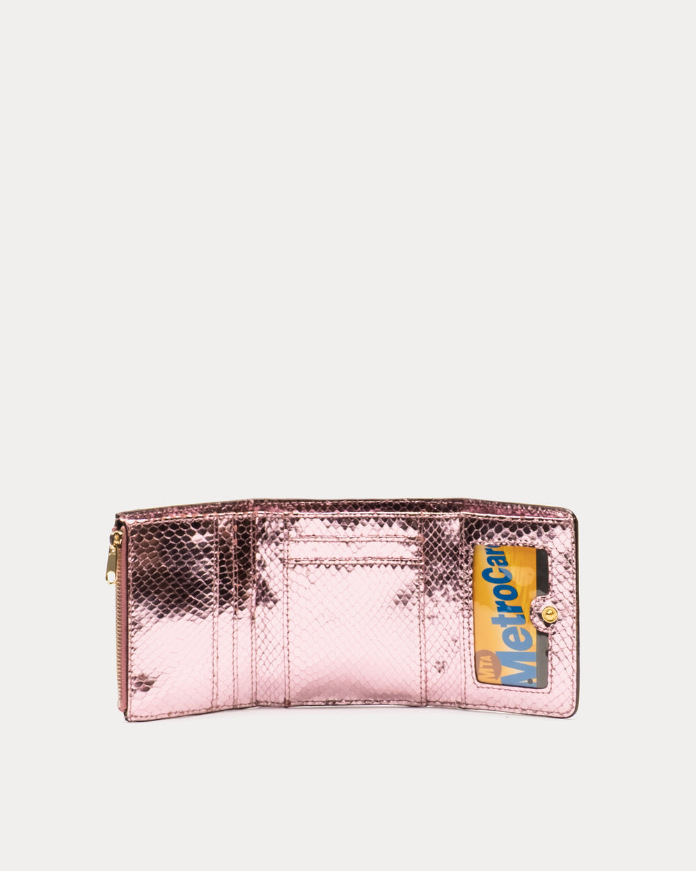 Perfect Wallet Metallic Snake Leather - Pink