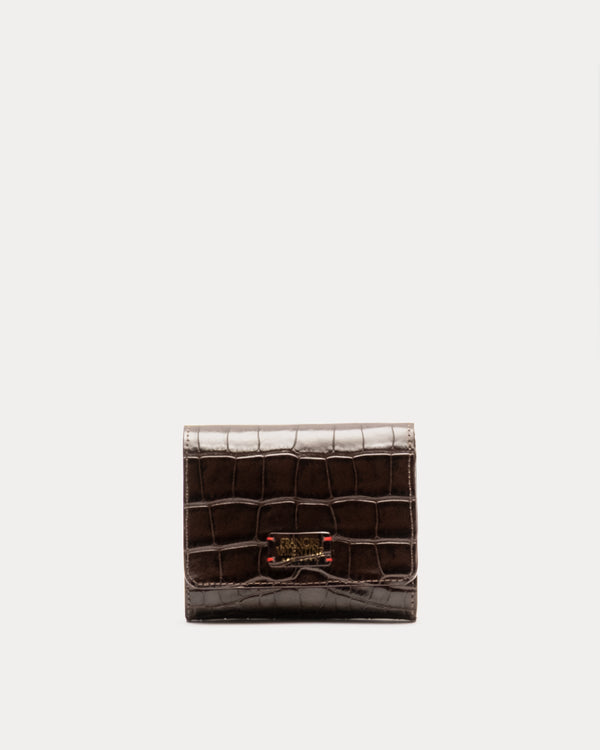 Perfect Wallet Embossed Croc Leather - Chocolate Wallet Frances Valentine