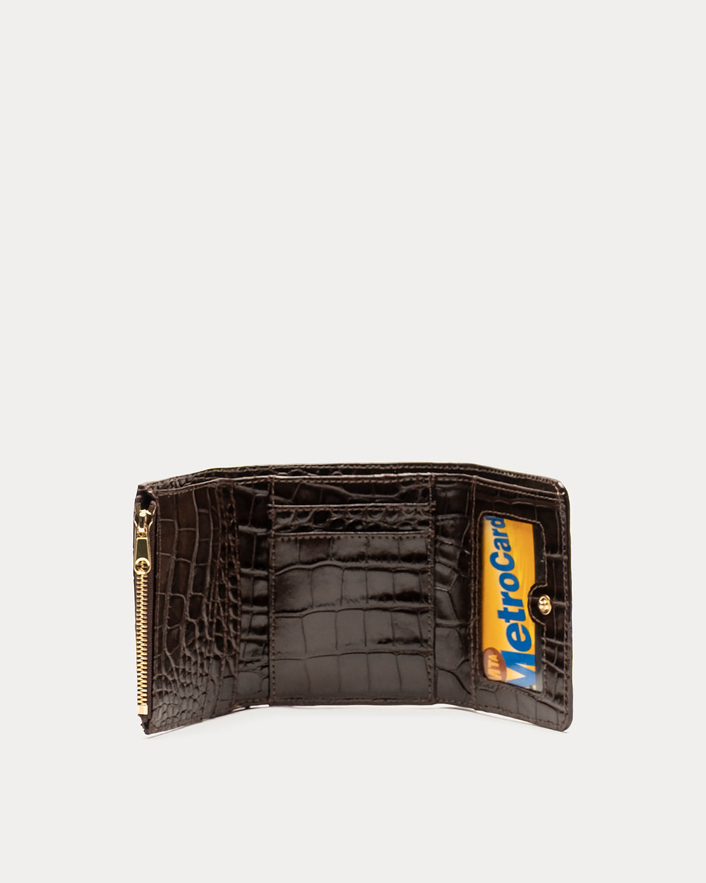 Perfect Wallet Embossed Croc Leather - Chocolate
