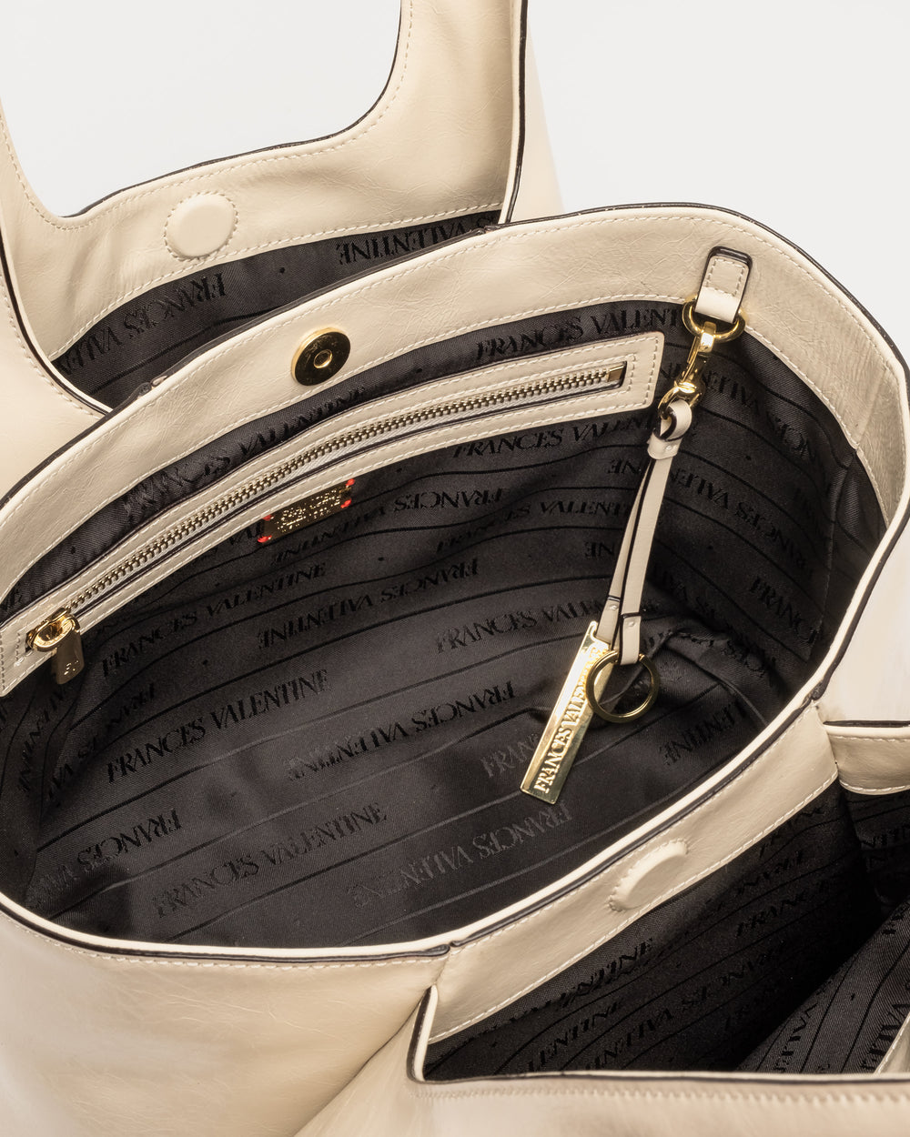 Portia Satchel - Crinkled Leather Oyster - Frances Valentine