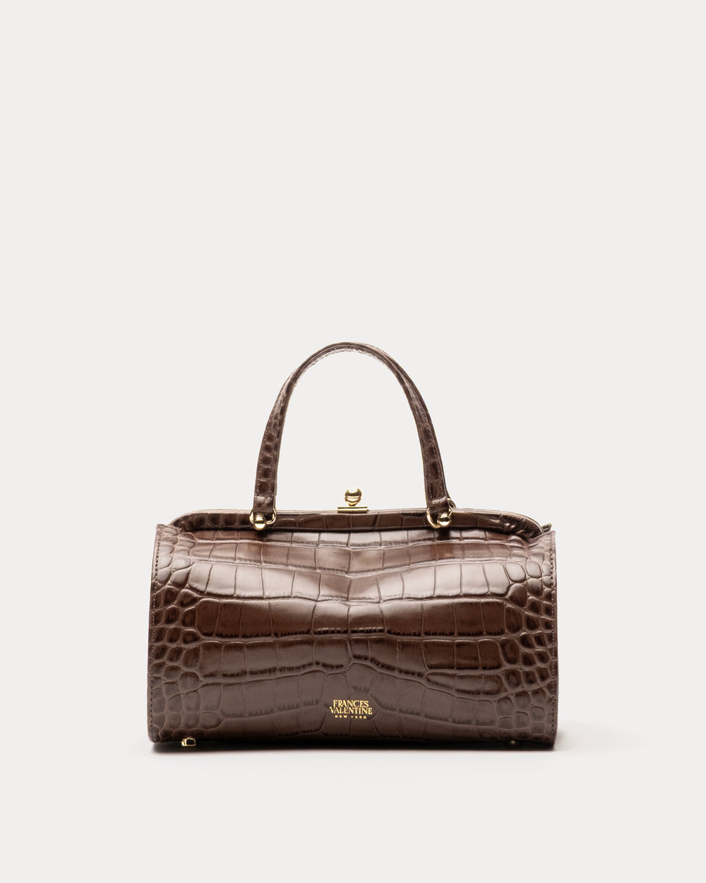 Petit Michelle - Embossed Croc Leather Chocolate Handbag Frances Valentine