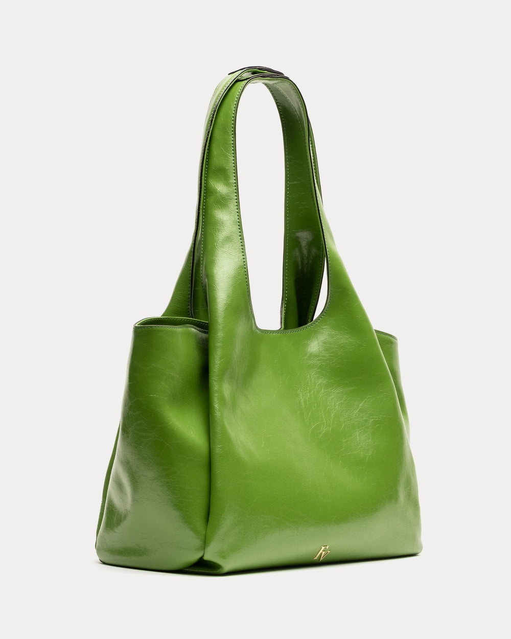 Portia Satchel - Crinkled Leather Green - Frances Valentine