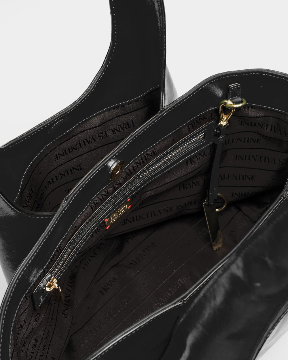Portia Satchel - Crinkled Leather Black - Frances Valentine
