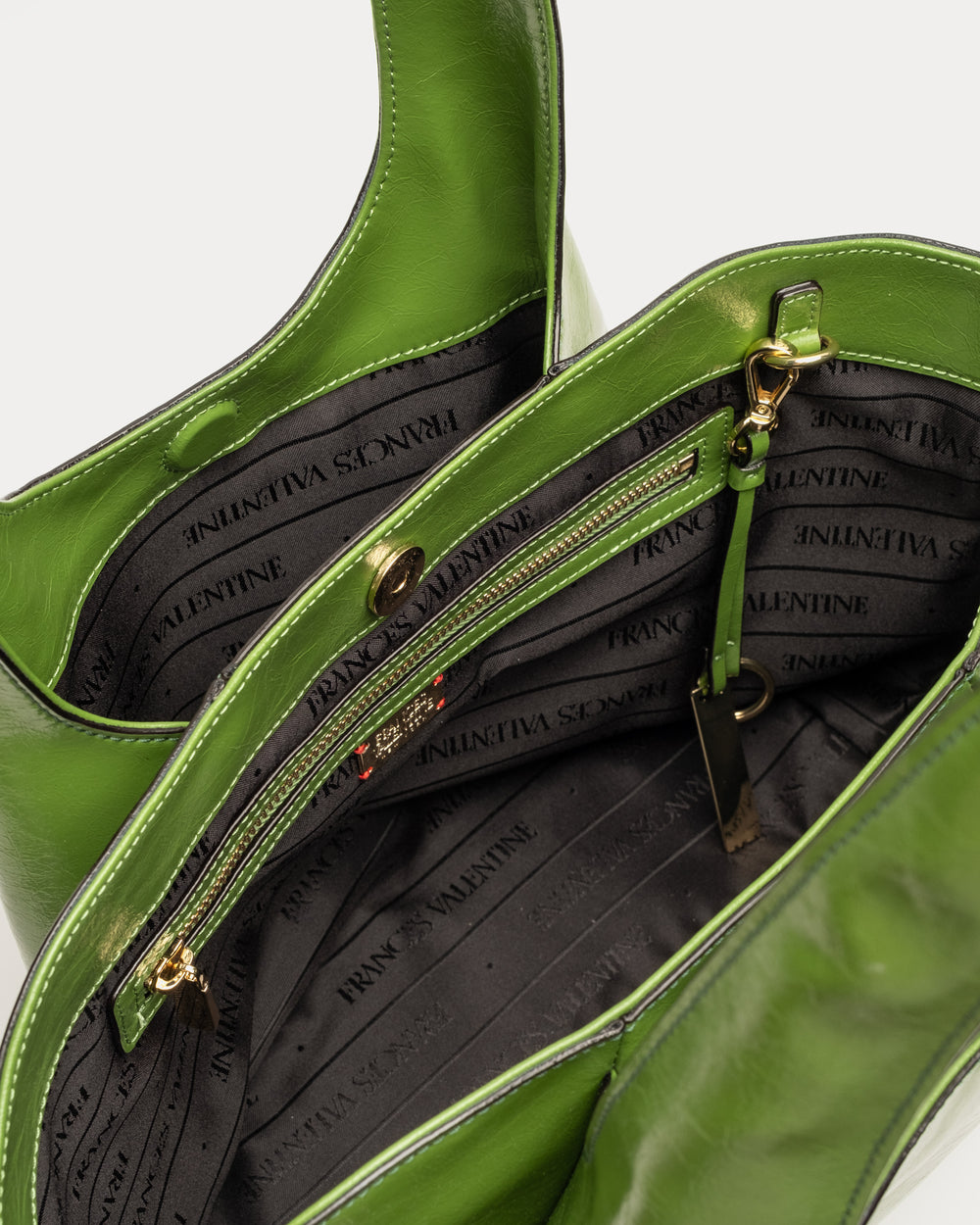 Portia Satchel - Crinkled Leather Green - Frances Valentine