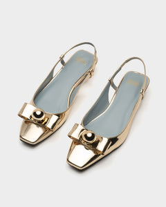 Aubrey Slingback Flat Platino - Frances Valentine