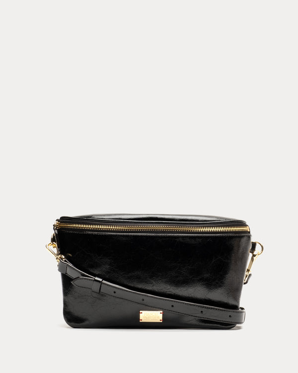 Billie Sling Bag - Crinkled Leather Black - Frances Valentine