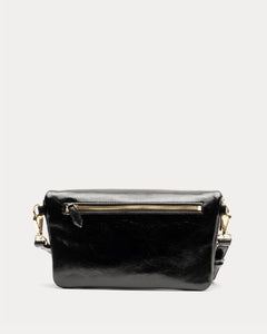 Billie Sling Crossbody Crinkled Leather Black - Frances Valentine