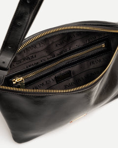 Billie Sling Crossbody Crinkled Leather Black - Frances Valentine