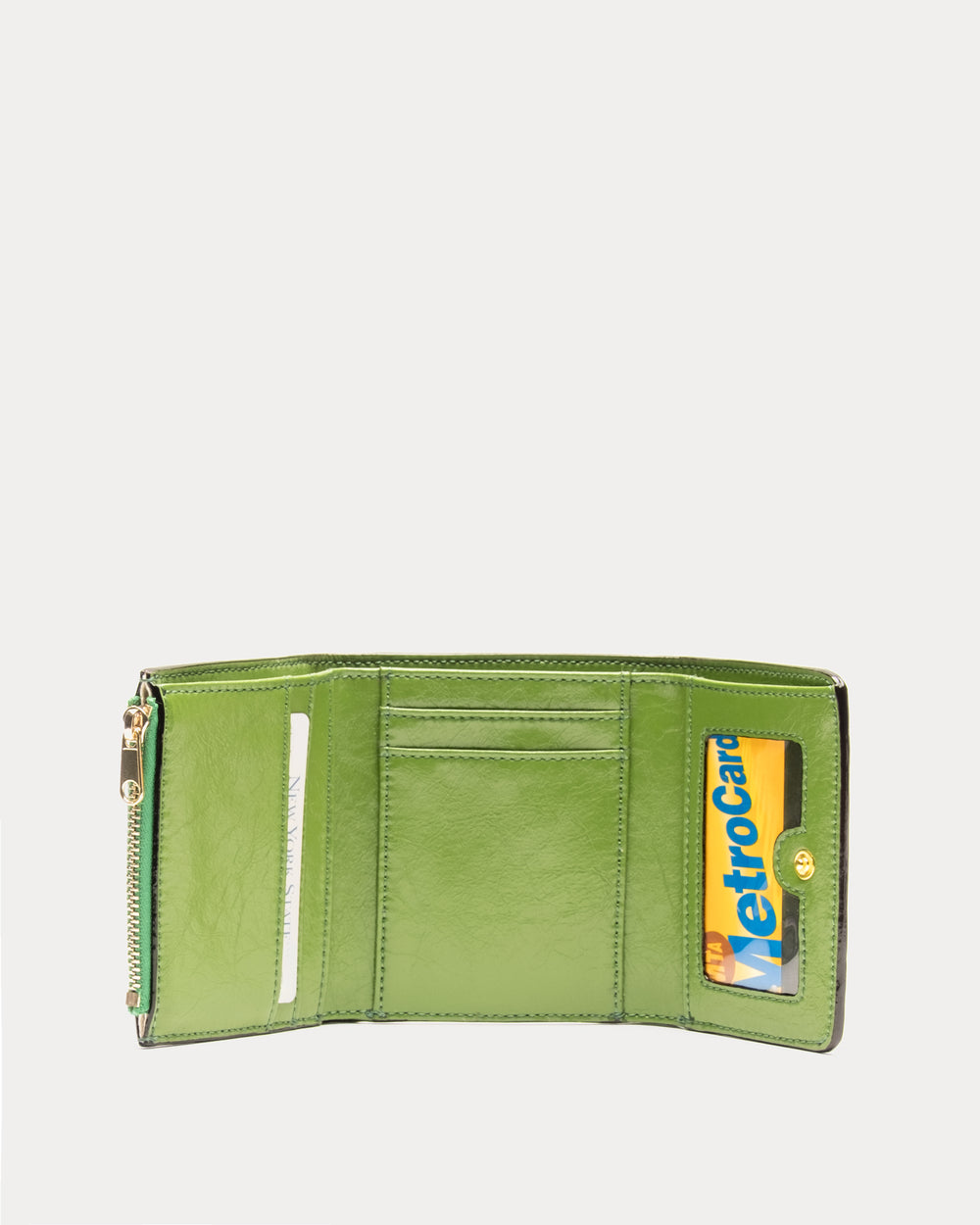 Perfect Wallet - Crinkled Leather Green - Frances Valentine