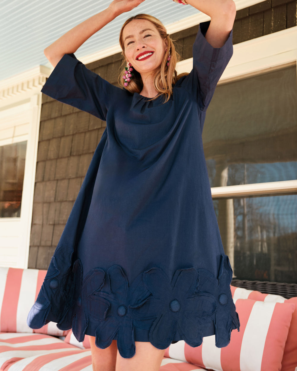 Zennia Flower Dress - Navy - Frances Valentine