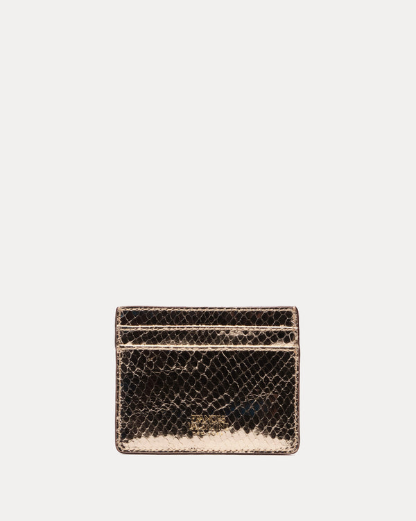Card Case Metallic Snake Leather - Gold