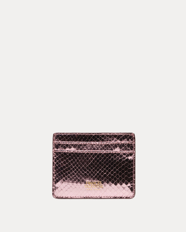 Card Case Metallic Snake Leather - Pink