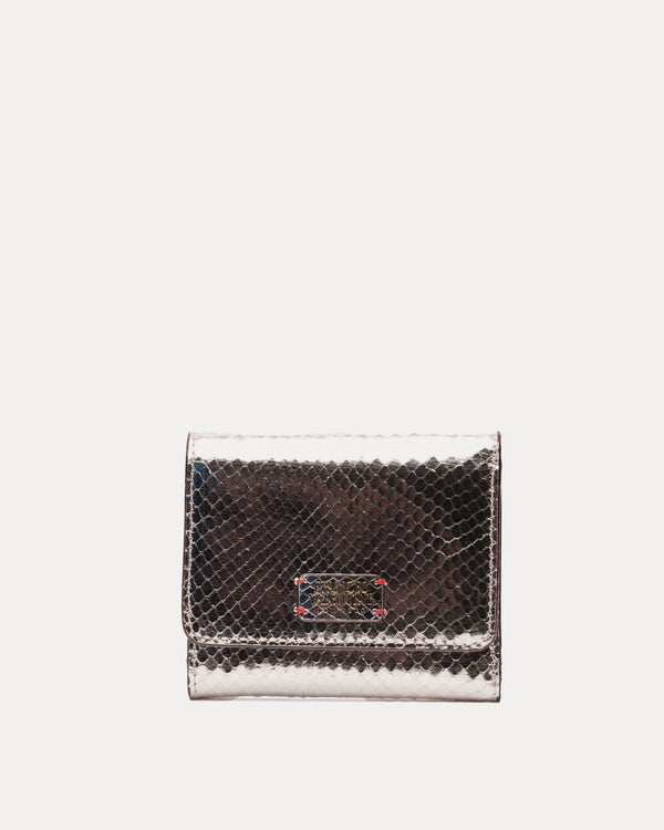 Perfect Wallet Metallic Snake Leather - Silver