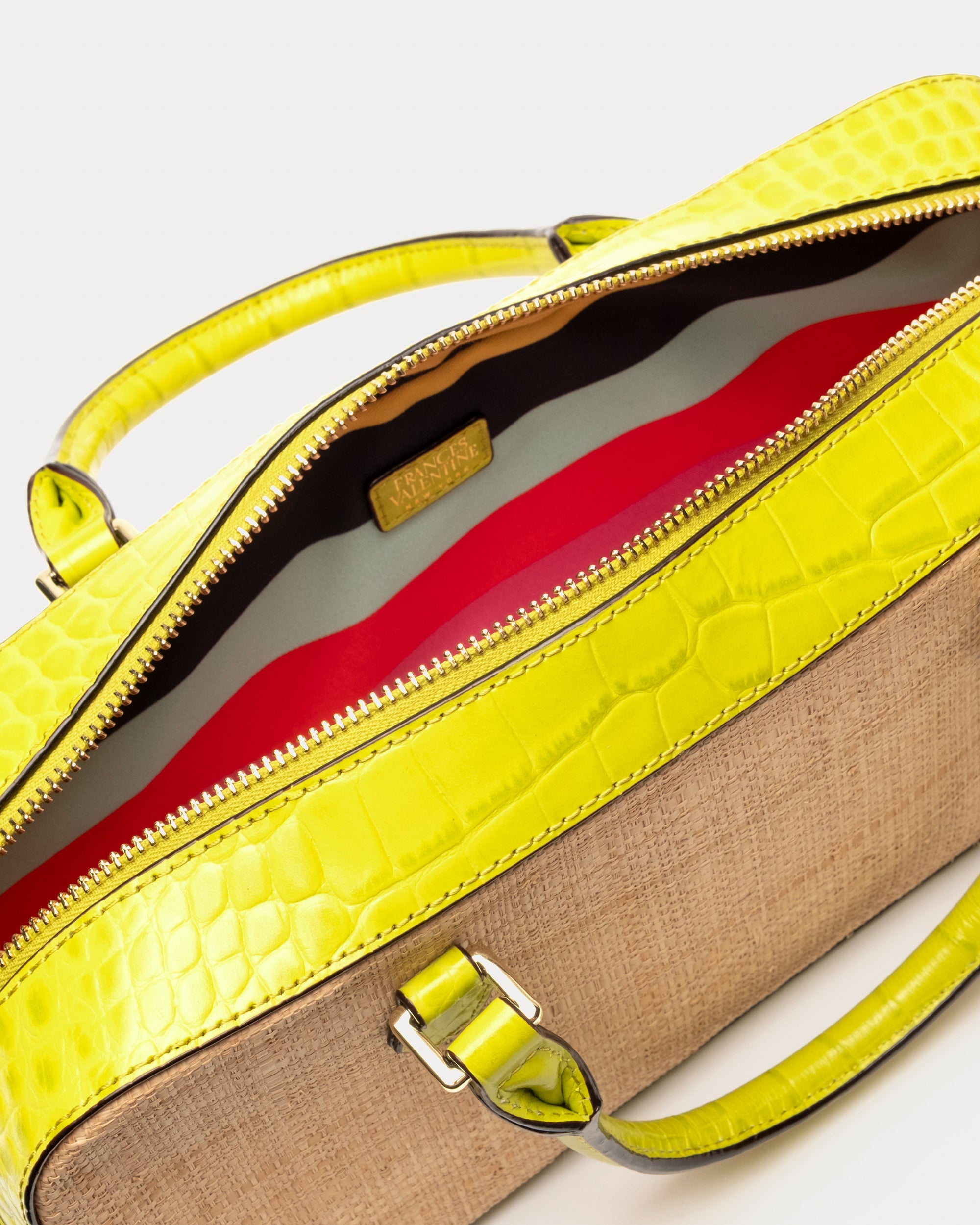 E/W Tote Raffia - Natural/Chartreuse – Frances Valentine