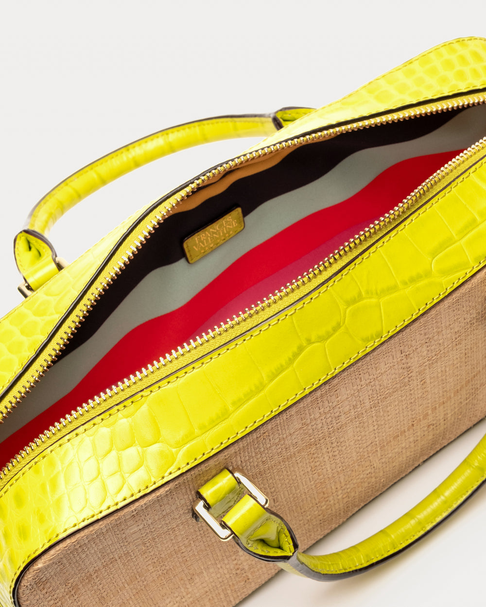 E/W Tote Raffia - Natural/Chartreuse Handbag Frances Valentine