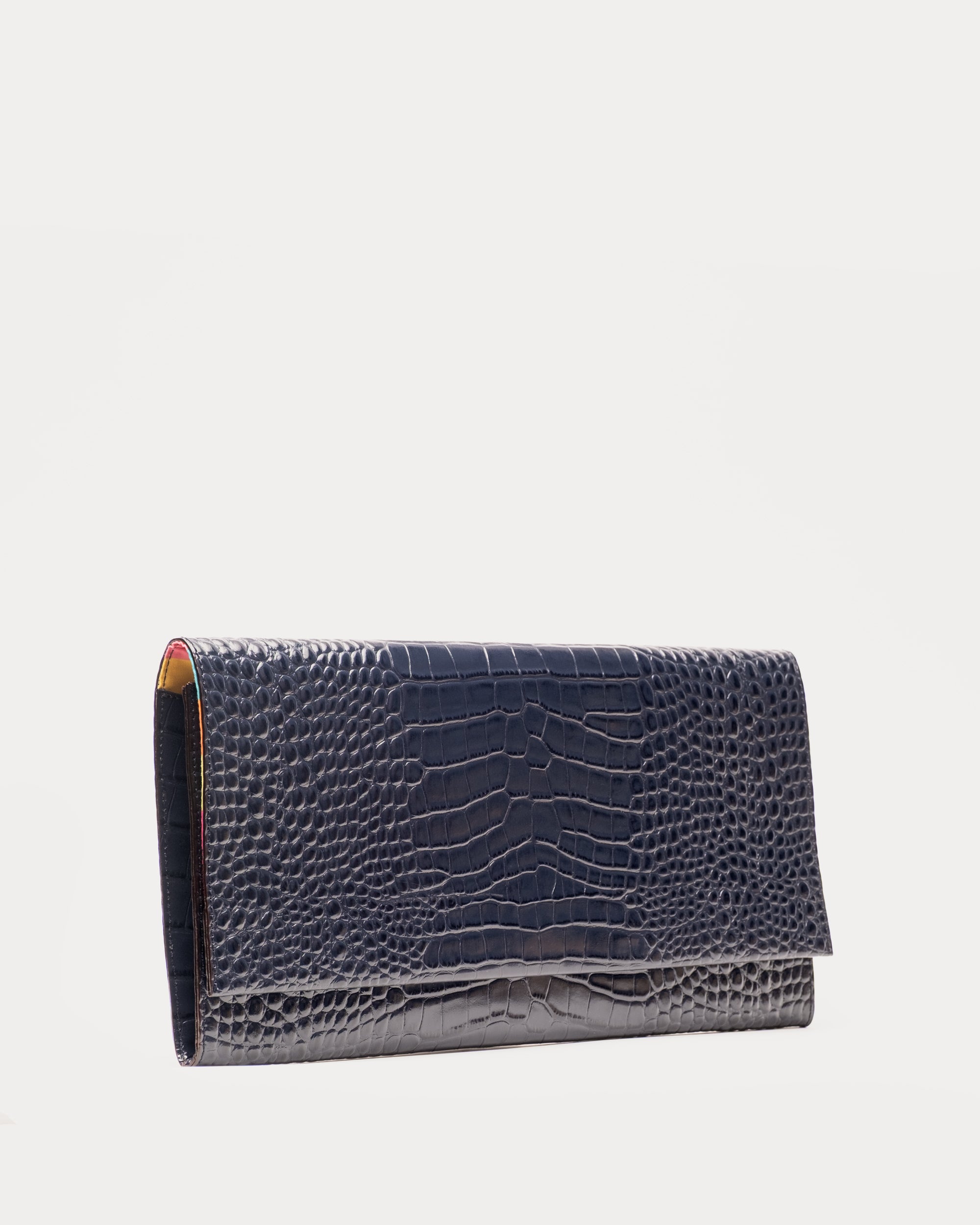 Supersize Croc Clutch - Navy – Frances Valentine