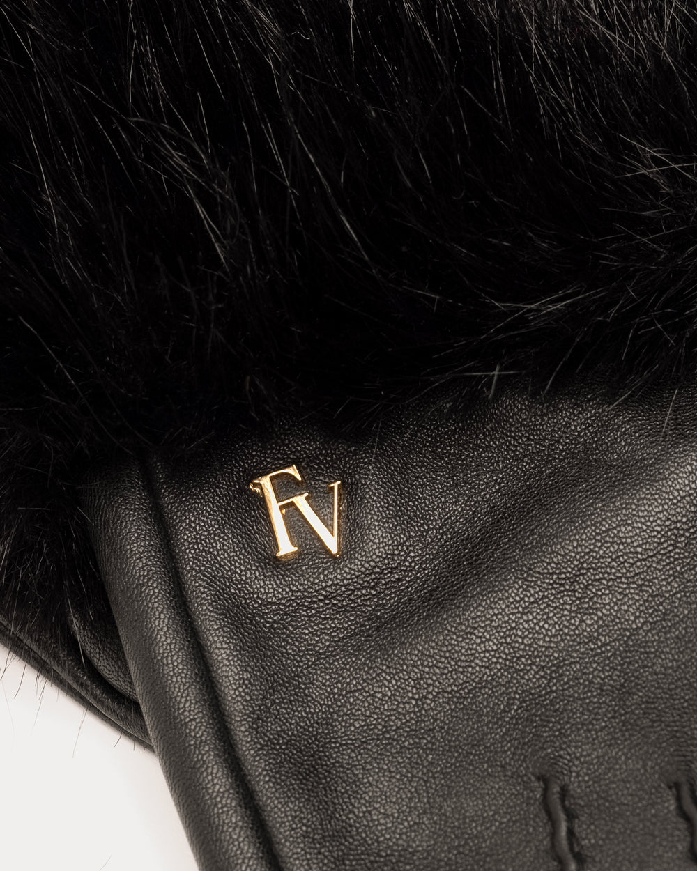 Faux Fur Cuff Leather Gloves - Black Gloves & Mittens Fownes