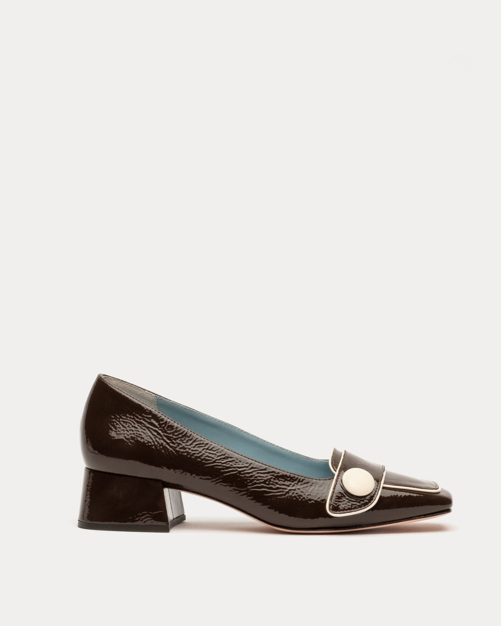 Mackie Patent Block Heel - Chocolate Heels Frances Valentine