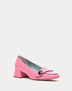 Mackie Crinkle Soft Patent Block Heel Pink - Frances Valentine