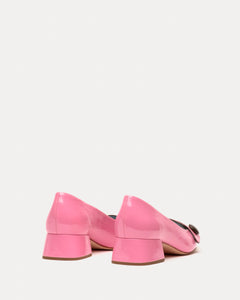 Mackie Crinkle Soft Patent Block Heel Pink - Frances Valentine