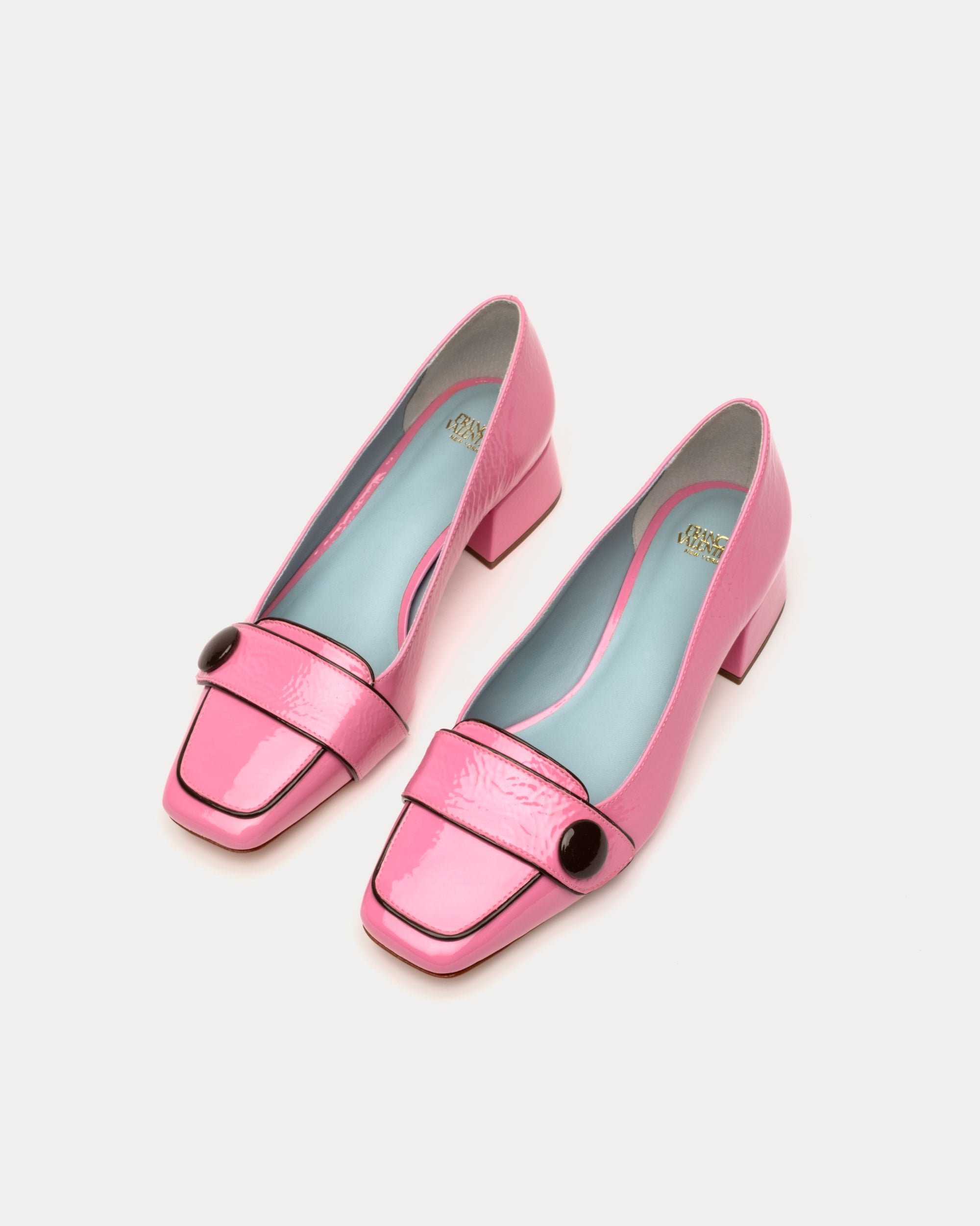 Mackie Crinkle Soft Patent Block Heel Pink