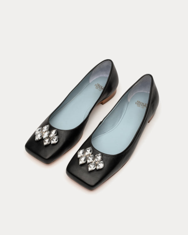 Square Toe Ballet Flat - Black - Frances Valentine