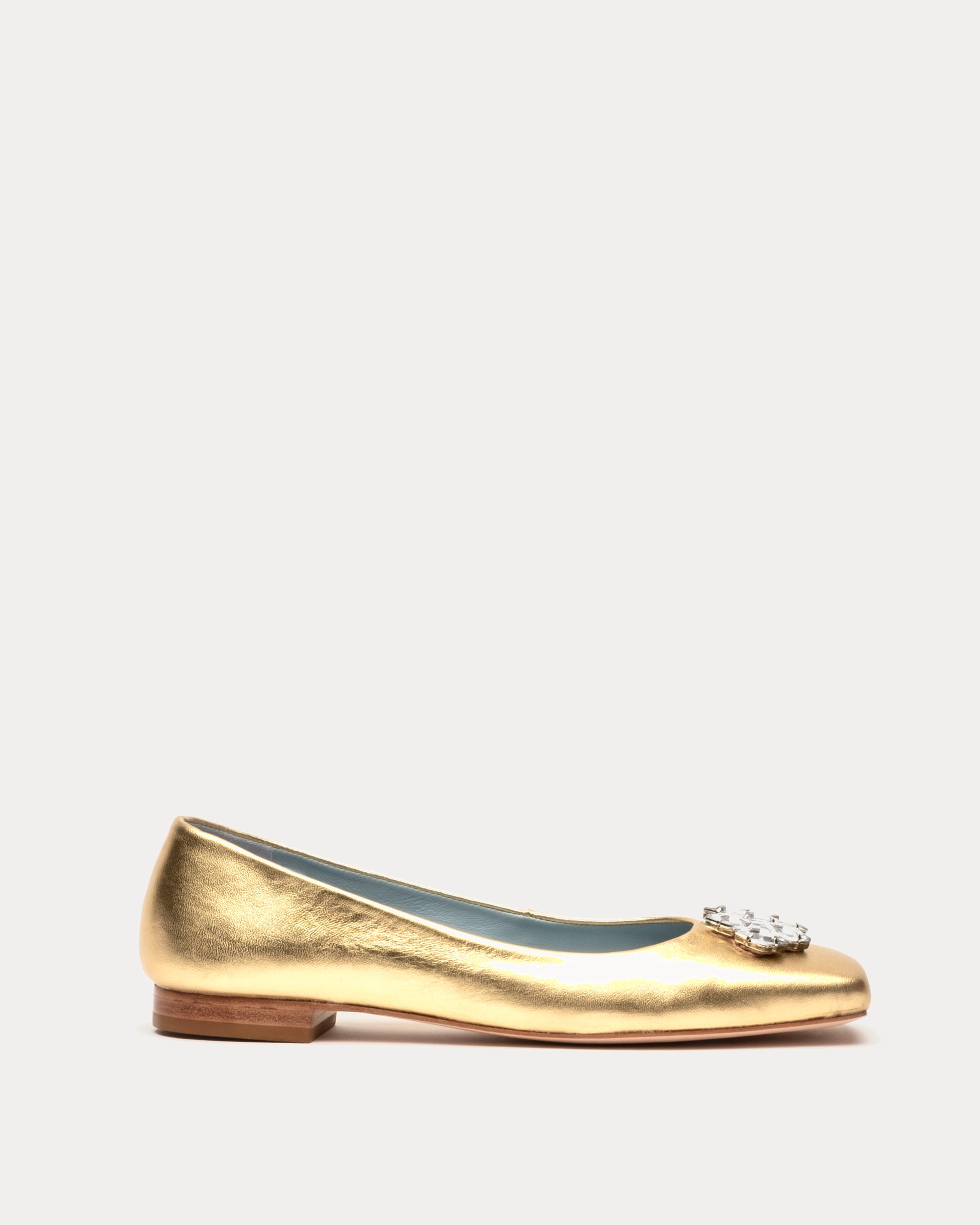 Square Toe Ballet Flat Platino