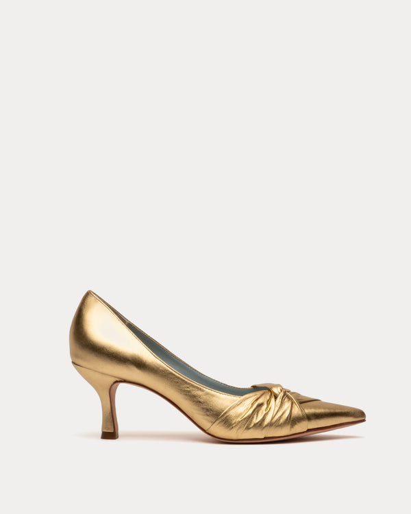 Knot Kitten Heel - Crinkle Nappa Platino - Frances Valentine