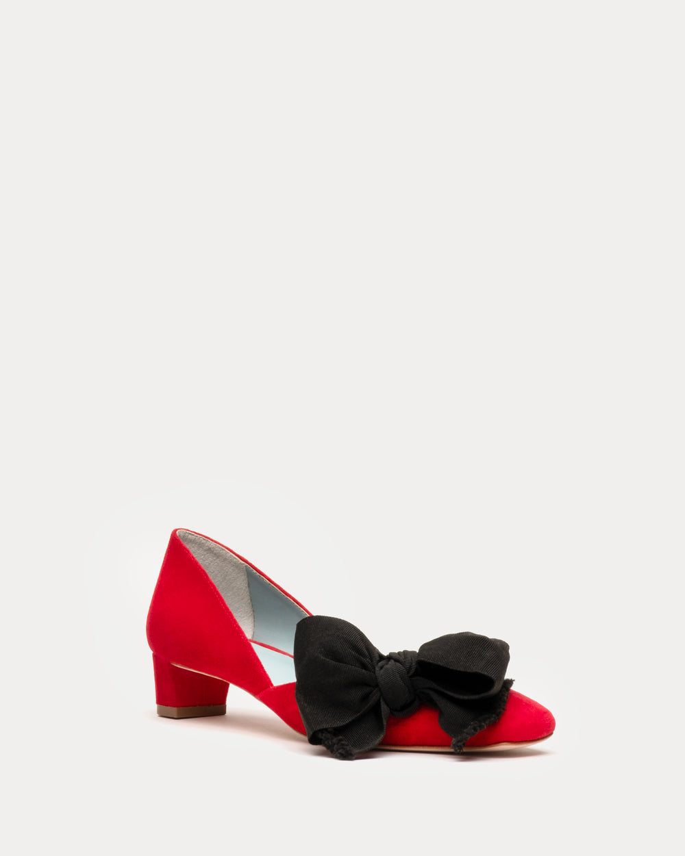 McCall Grace Velvet Bow Mini Block Heel - Red Heels Frances Valentine