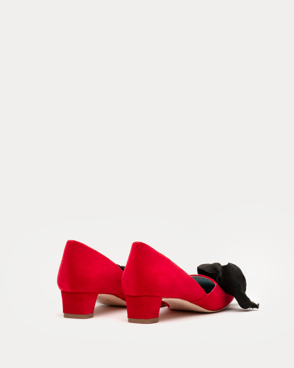 McCall Grace Velvet Bow Mini Block Heel - Red Heels Frances Valentine