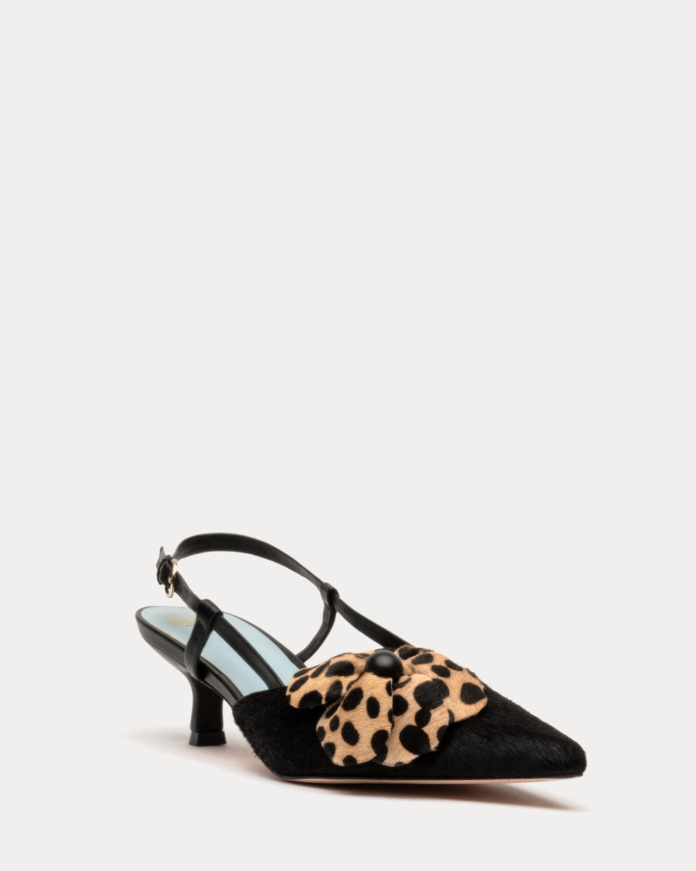 Flower Kitten Heel Black Haircalf - Frances Valentine