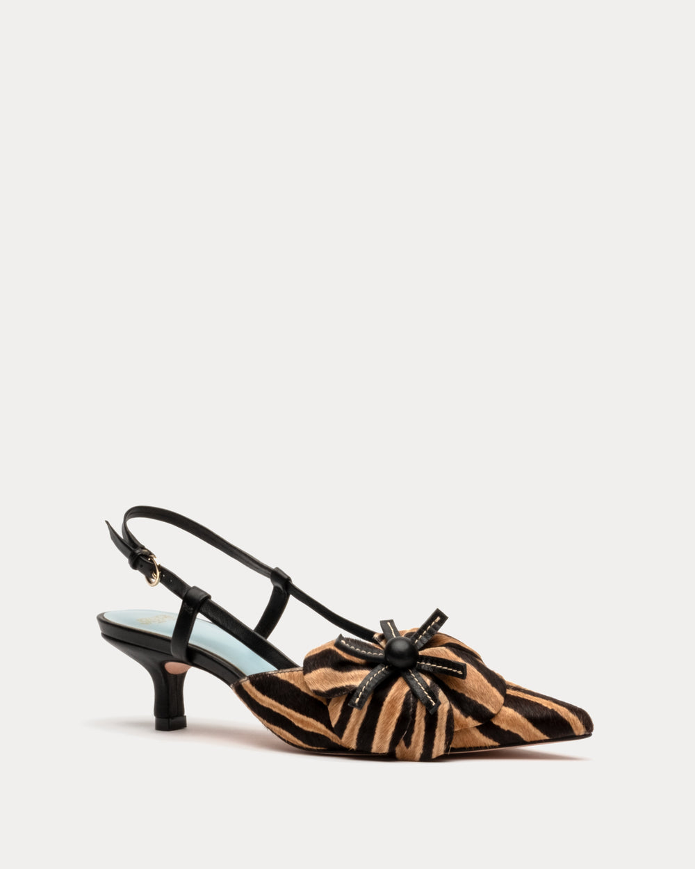 Flower Kitten Heel - Zebra Haircalf - Frances Valentine