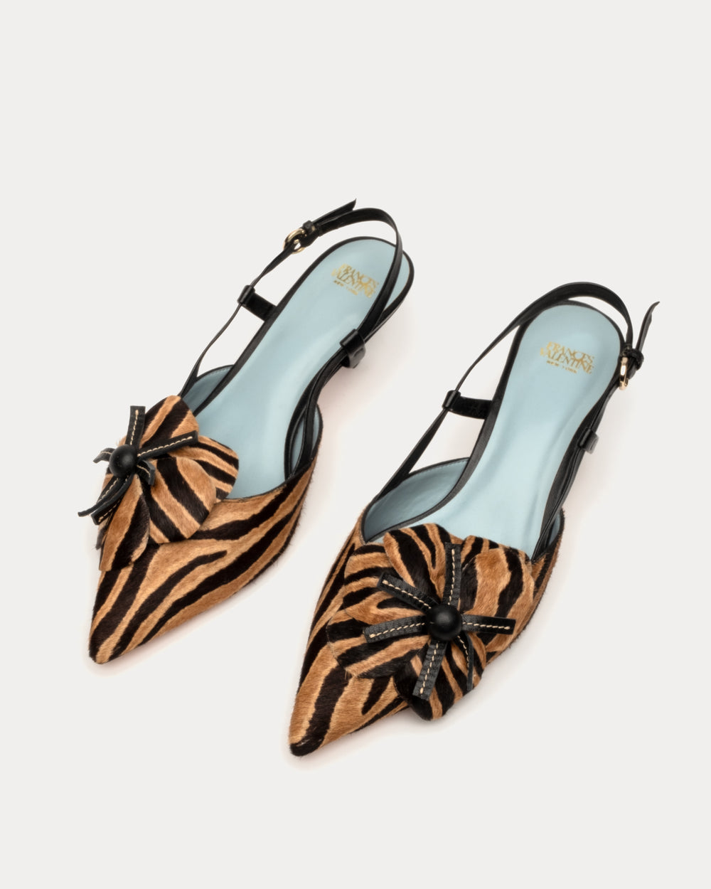 Flower Kitten Heel - Zebra Haircalf - Frances Valentine