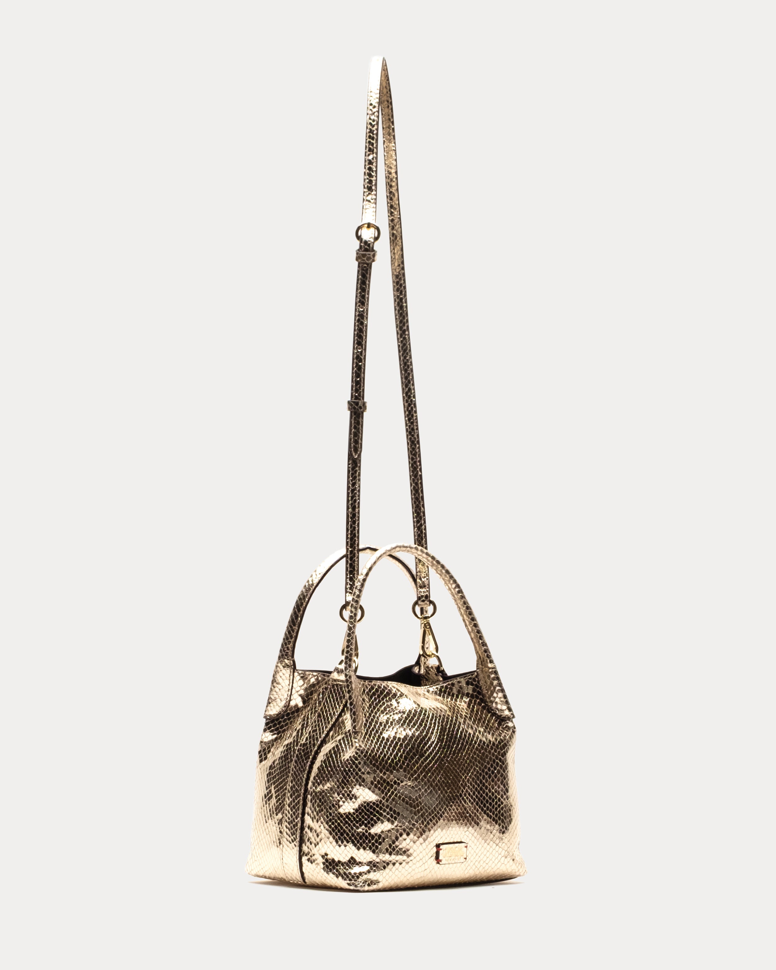 Teeny Sweet Pea - Metallic Snake Leather Gold – Frances Valentine