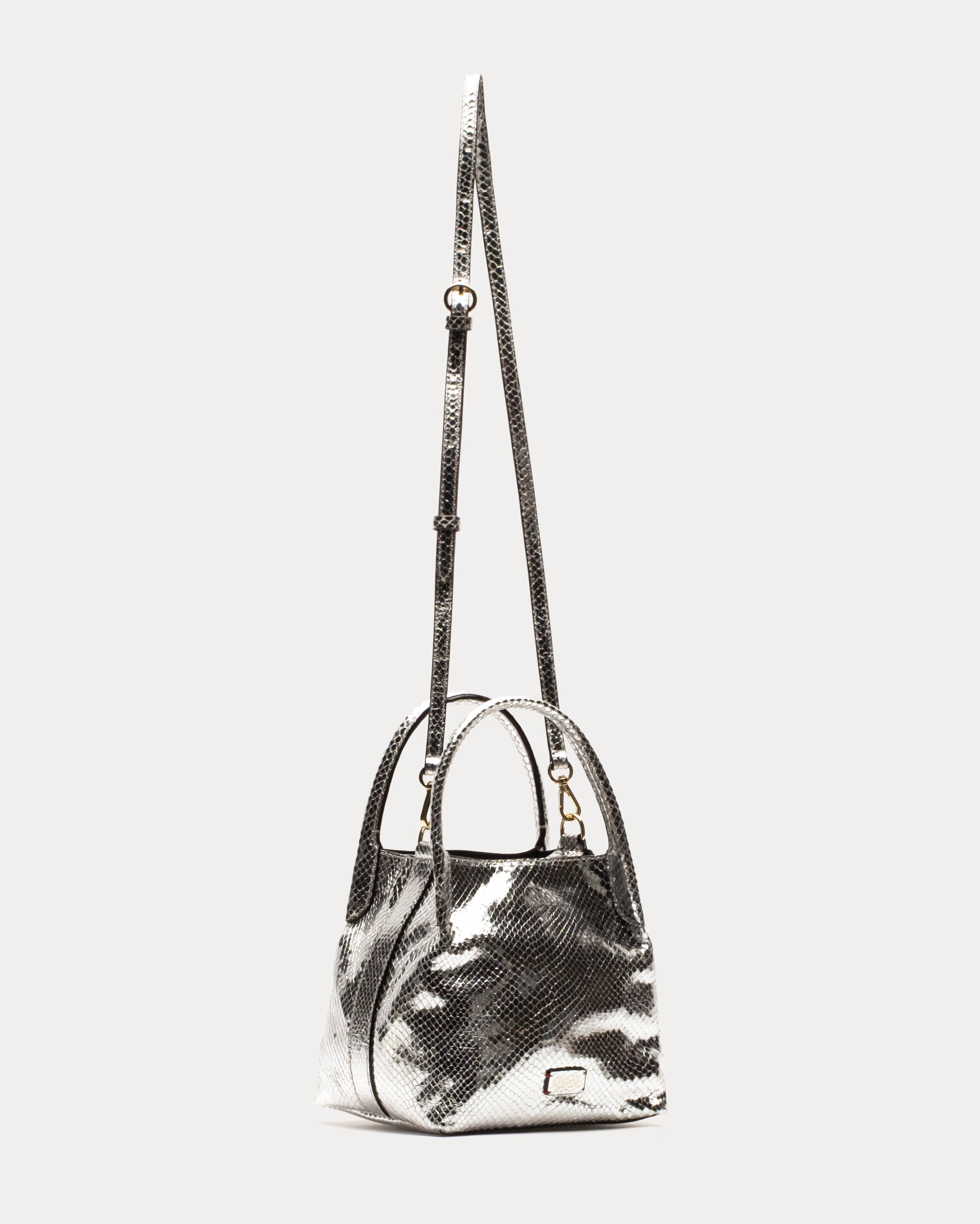 Teeny Sweet Pea - Metallic Snake Leather Silver – Frances Valentine