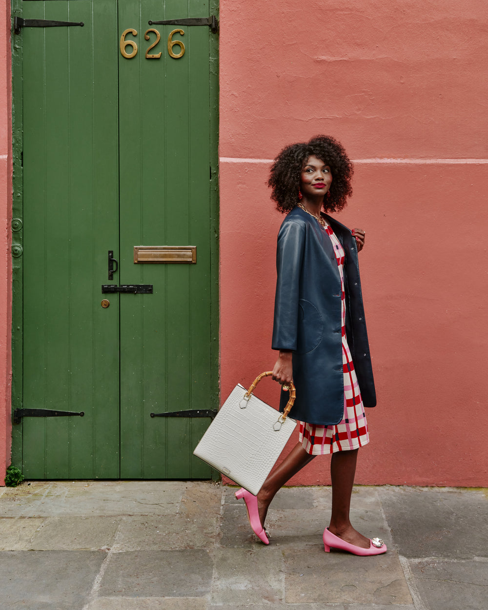 Mod Jacket - Faux Leather Navy Coats & Jackets Frances Valentine