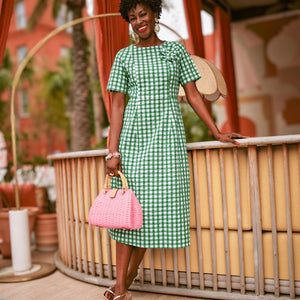 gingham dress midi Michelle Gingham Midi Dress