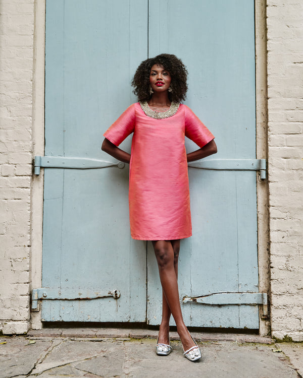 Tabby Shift Dress - Coral Dresses Frances Valentine