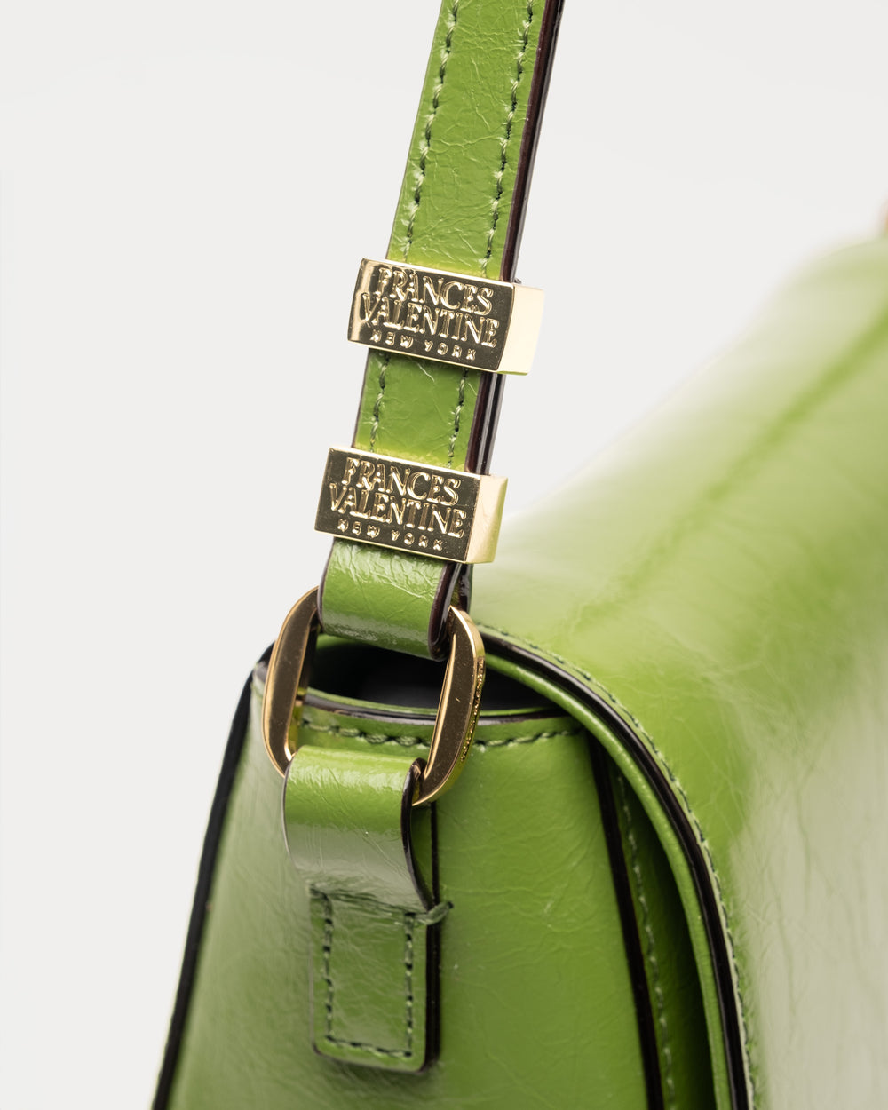 Ellen Crossbody - Crinkled Leather Green - Frances Valentine