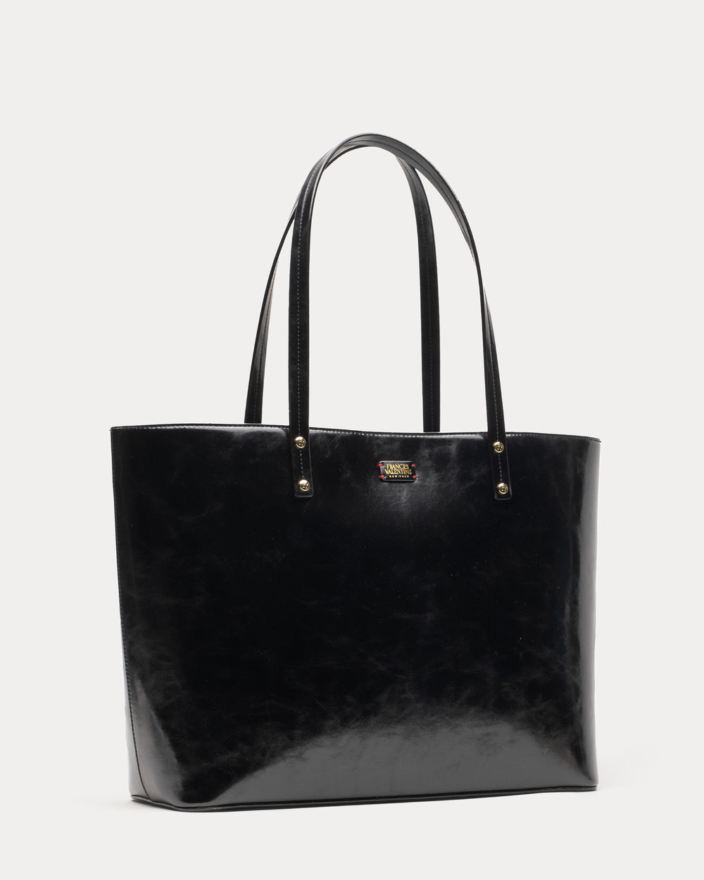 Trixie Tote - Glazed Leather Black - Frances Valentine