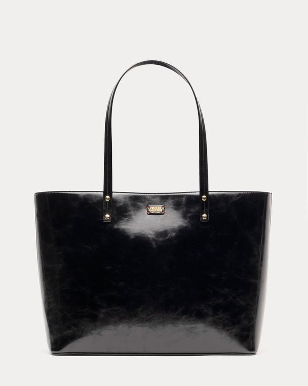 Trixie Tote - Glazed Leather Black - Frances Valentine