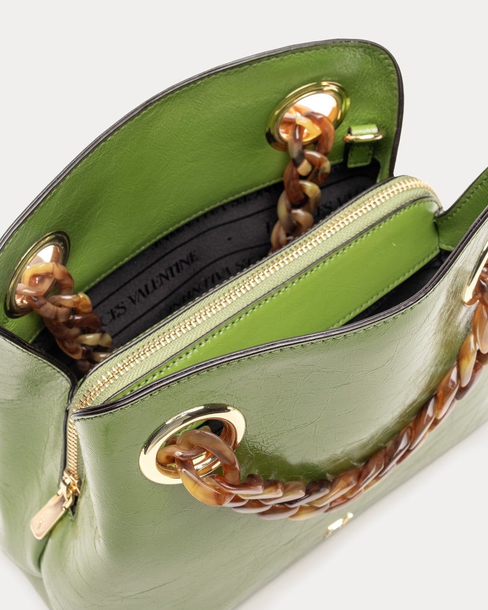 Skip Tote - Crinkled Leather Green - Frances Valentine