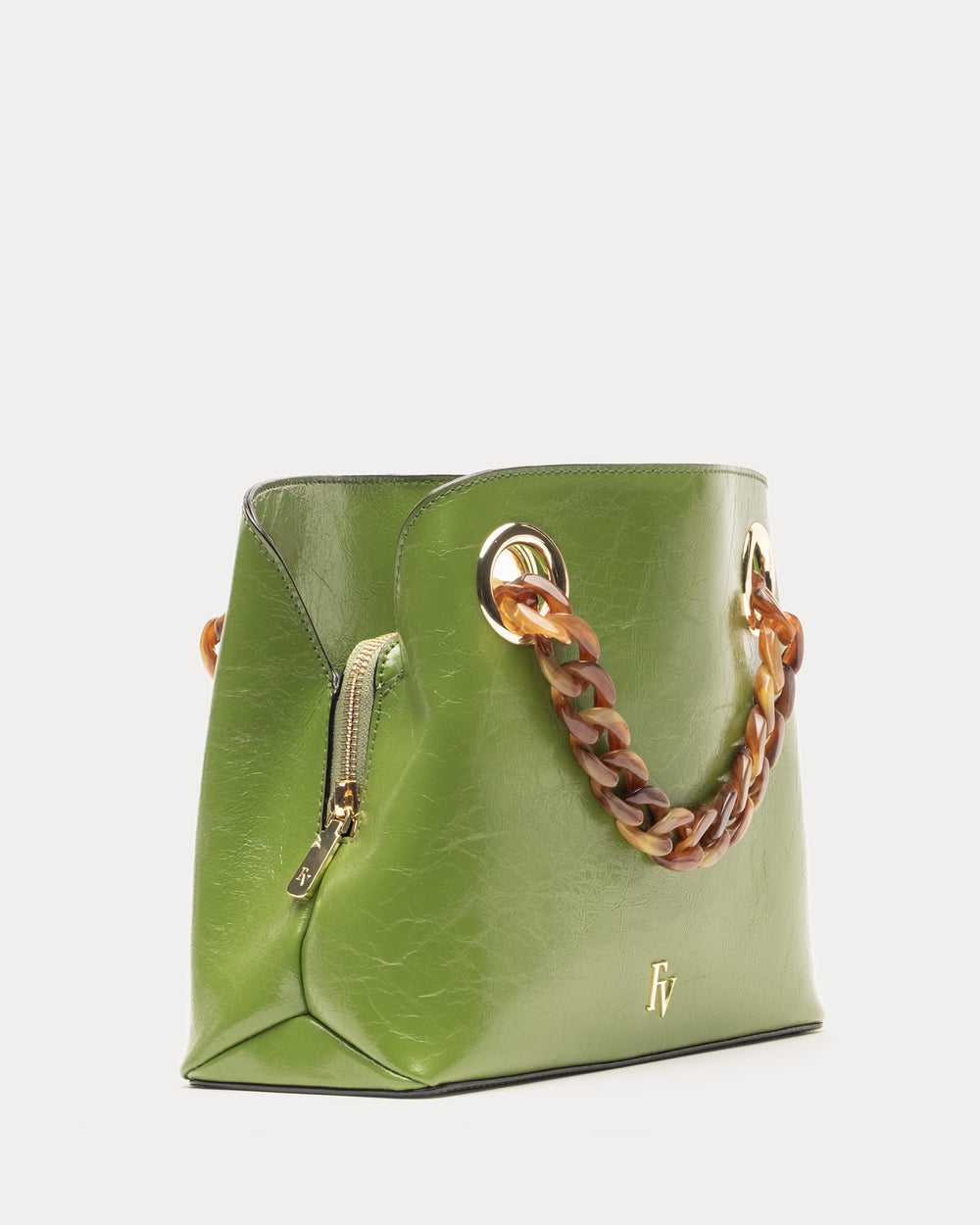 Skip Tote - Crinkled Leather Green - Frances Valentine