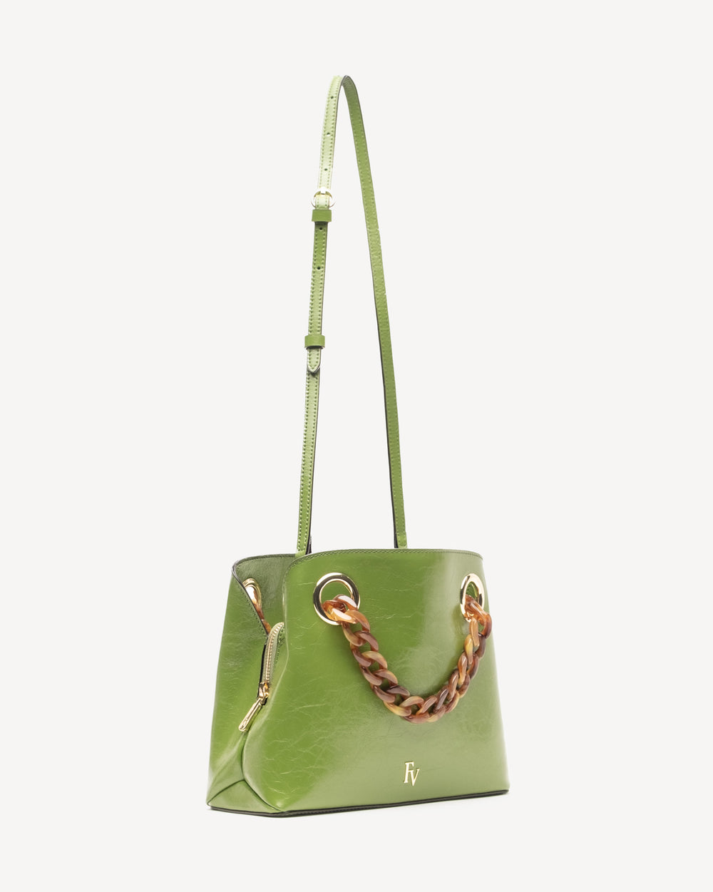 Skip Tote - Crinkled Leather Green - Frances Valentine